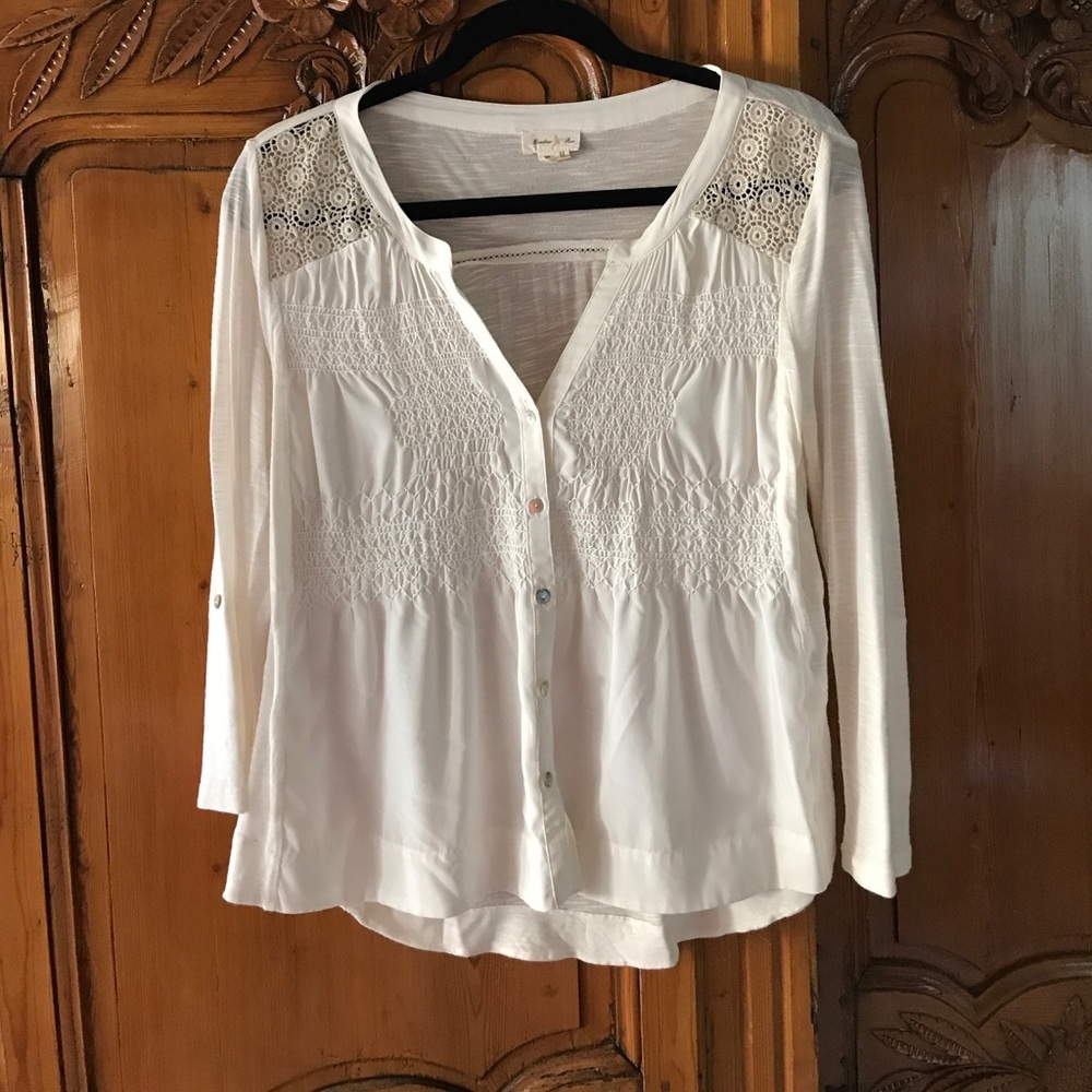 Meadow Rue Smocked and Lace Top
